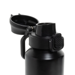 Recycled stainless steel sports bottle, lockable leak-proof lid, 600ml black colour