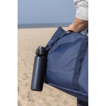 Recycled stainless steel sports bottle, lockable leak-proof lid, 600ml black colour