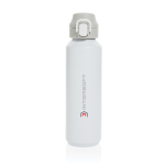 Recycled stainless steel sports bottle, lockable leak-proof lid, 600ml white colour
