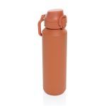 Recycled stainless steel sports bottle, lockable leak-proof lid, 600ml orange colour