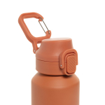Recycled stainless steel sports bottle, lockable leak-proof lid, 600ml orange colour