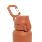 Recycled stainless steel sports bottle, lockable leak-proof lid, 600ml orange colour