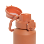 Recycled stainless steel sports bottle, lockable leak-proof lid, 600ml orange colour