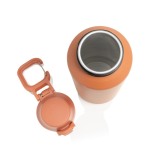 Recycled stainless steel sports bottle, lockable leak-proof lid, 600ml orange colour