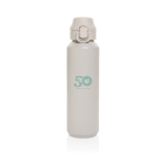 Recycled stainless steel sports bottle, lockable leak-proof lid, 600ml beige colour