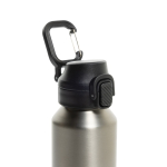 Recycled stainless steel sports bottle, lockable leak-proof lid, 600ml silver colour
