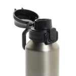 Recycled stainless steel sports bottle, lockable leak-proof lid, 600ml silver colour