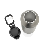 Recycled stainless steel sports bottle, lockable leak-proof lid, 600ml silver colour