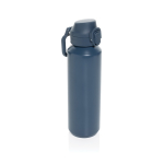 Recycled stainless steel sports bottle, lockable leak-proof lid, 600ml navy-blue colour