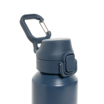 Recycled stainless steel sports bottle, lockable leak-proof lid, 600ml navy-blue colour