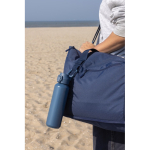 Recycled stainless steel sports bottle, lockable leak-proof lid, 600ml navy-blue colour