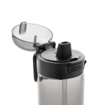 Recycled rPET sports bottle, leak-proof lid, straw, 800ml black colour