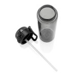 Recycled rPET sports bottle, leak-proof lid, straw, 800ml black colour