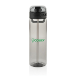 Recycled rPET sports bottle, leak-proof lid, straw, 800ml black colour