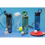 Recycled rPET sports bottle, leak-proof lid, straw, 800ml black colour