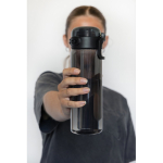 Recycled rPET sports bottle, leak-proof lid, straw, 800ml black colour
