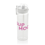 Recycled rPET sports bottle, leak-proof lid, straw, 800ml white colour
