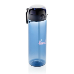 Recycled rPET sports bottle, leak-proof lid, straw, 800ml navy-blue colour