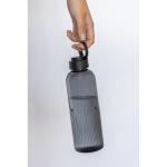 Recycled rPET bottle, grip, wavy design, handle, 750ml black colour