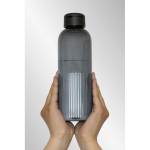 Recycled rPET bottle, grip, wavy design, handle, 750ml black colour