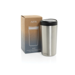 Eco thermal takeaway mug, click lid, 400ml, Avira Alix silver colour
