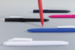 Recycled plastic pen, ultra-smooth ink, blue writing pink colour