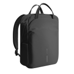 Expandable recycled fabric backpack, Duo-Zipper, 16” black colour