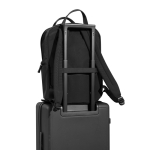 Expandable recycled fabric backpack, Duo-Zipper, 16” black colour