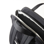 Expandable recycled fabric backpack, Duo-Zipper, 16” black colour