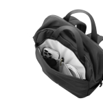 Expandable recycled fabric backpack, Duo-Zipper, 16” black colour