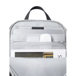 Expandable recycled fabric backpack, Duo-Zipper, 16” black colour