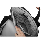 Expandable recycled fabric backpack, Duo-Zipper, 16” black colour