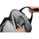 Expandable recycled fabric backpack, Duo-Zipper, 16” black colour