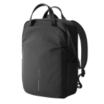 Expandable recycled fabric backpack, Duo-Zipper, 16” black colour