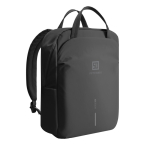 Expandable recycled fabric backpack, Duo-Zipper, 16” black colour