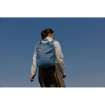 Expandable recycled fabric backpack, Duo-Zipper, 16” blue colour