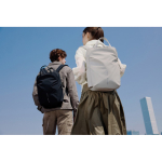 Expandable recycled fabric backpack, Duo-Zipper, 16” grey colour