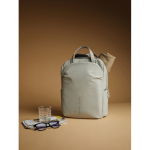 Expandable recycled fabric backpack, Duo-Zipper, 16” grey colour