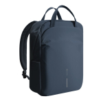 Expandable recycled fabric backpack, Duo-Zipper, 16” navy-blue colour