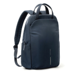 Expandable recycled fabric backpack, Duo-Zipper, 16” navy-blue colour