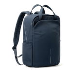 Expandable recycled fabric backpack, Duo-Zipper, 16” navy-blue colour