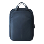 Expandable recycled fabric backpack, Duo-Zipper, 16” navy-blue colour