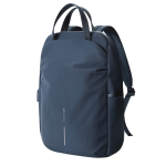 Expandable recycled fabric backpack, Duo-Zipper, 16” navy-blue colour