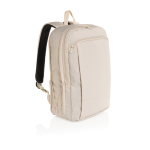 Ultra-slim recycled rPET backpack, expandable design, 15.6” beige colour
