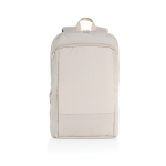 Ultra-slim recycled rPET backpack, expandable design, 15.6” beige colour