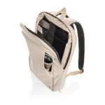 Ultra-slim recycled rPET backpack, expandable design, 15.6” beige colour