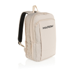 Ultra-slim recycled rPET backpack, expandable design, 15.6” beige colour