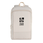 Ultra-slim recycled rPET backpack, expandable design, 15.6” beige colour