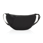 Recycled rPET XL shoulder bag, outer pocket, adjustable strap black colour