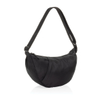 Recycled rPET XL shoulder bag, outer pocket, adjustable strap black colour